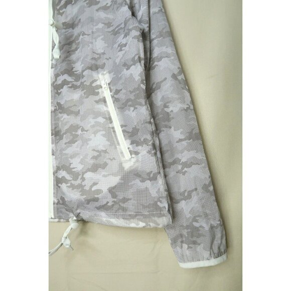 Zyia Gray Camo Light Windbreaker Jacket Zip Up Hoodie Performance Running Small - Picture 3 of 10